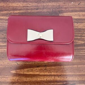 BEIBAOBAO Red Fine Leather Clutch Crossbody Purse NWT